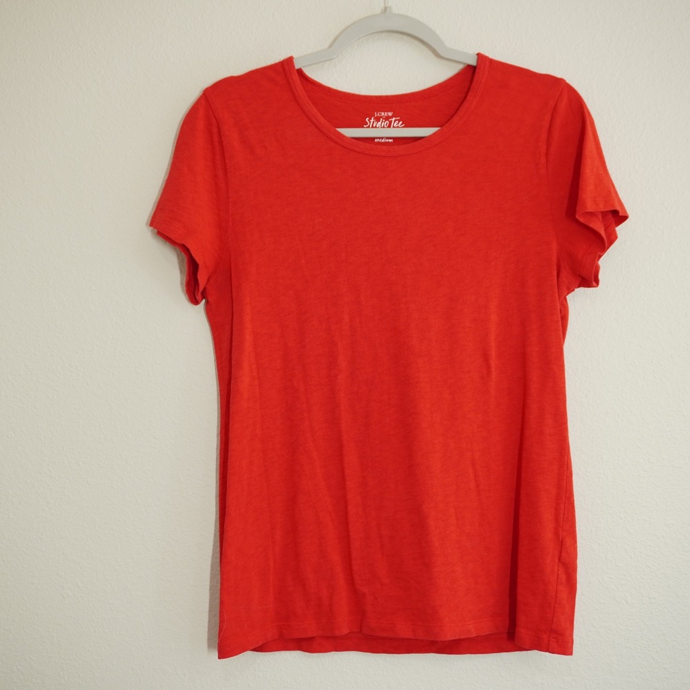 J. Crew Studio Tee Medium Red Orange Short Sleeve 100% Cotton Slub T-Shirt